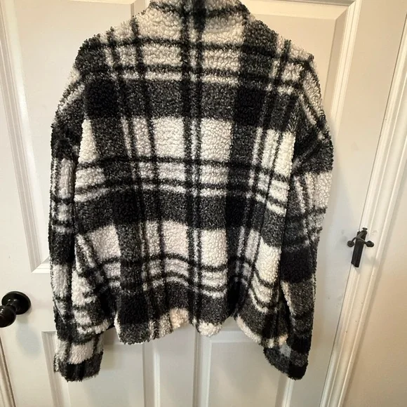 Black & White Plaid Bouclé Jacket - Relaxed Bouclé Blazer - Picture 3 of 3